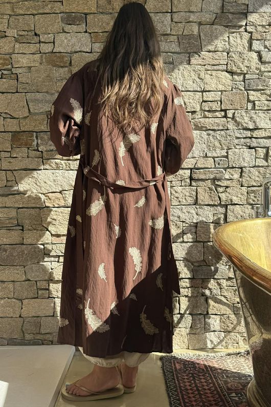 Yara Oakley Tie Back Duster Chocolate